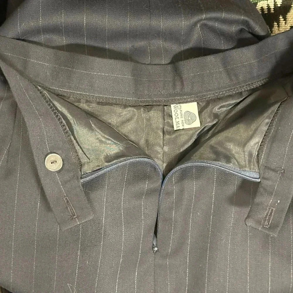 Lauren Ralph Lauren Womens Wool Pants Navy Pinstripe Corpcore Office Wear - Picture 6 of 11